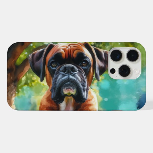 Boxer Dog im Park - Wasserfarben Art iPhone Hülle (Rückseite (Horizontal))