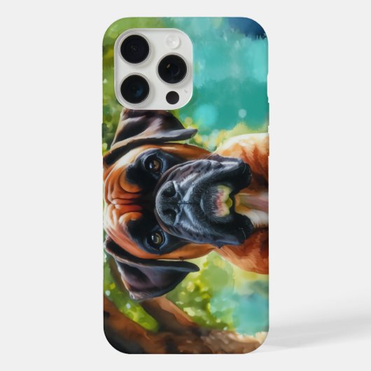 Boxer Dog im Park - Wasserfarben Art iPhone Hülle (Rückseite)