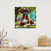 Boxer Dog im Park - Wasserfarben Art Poster (Küche)