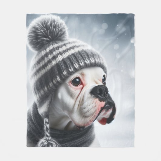 Boxer Dog im Winter Fleecedecke (Vorderseite)