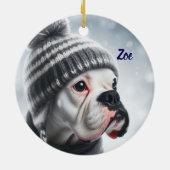 Boxer Dog im Winter Keramik Ornament (Hinten)