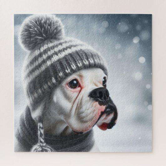 Boxer Dog im Winter Puzzle (Vertikal)