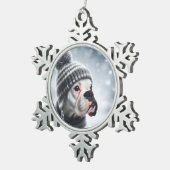 Boxer Dog im Winter Schneeflocken Zinn-Ornament (Rechts)