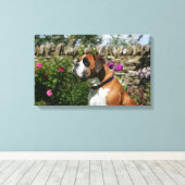 Boxer Dog in den Blume Leinwanddruck (Insitu (Holzboden))