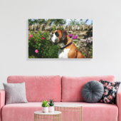 Boxer Dog in den Blume Leinwanddruck (Insitu (Wohnzimmer))