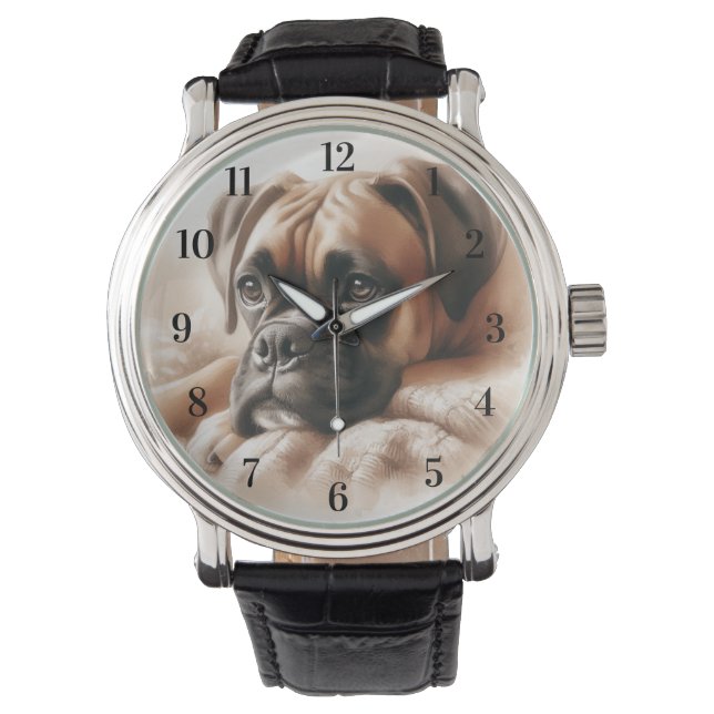 Boxer Dog in einer serenen Pose Armbanduhr (Vorderseite)