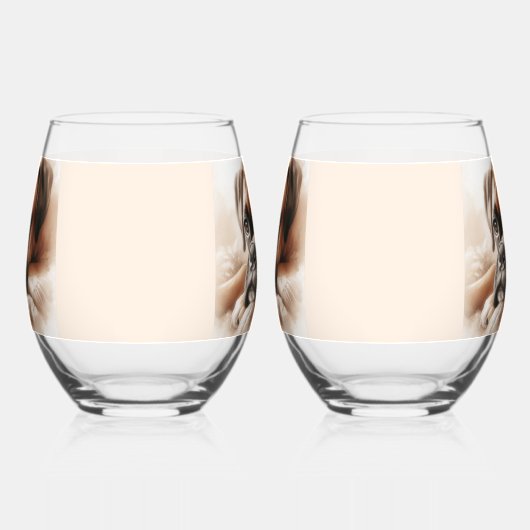 Boxer Dog in einer serenen Pose Weinglas Ohne Stiel (Rechts)