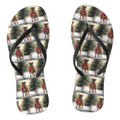 Boxer Dog in Schneeschweihnacht Badesandalen (Fußbett)