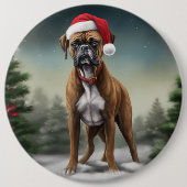 Boxer Dog in Schneeschweihnacht Button (Vorderseite)