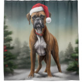 Boxer Dog in Schneeschweihnacht Duschvorhang (Vorderseite)