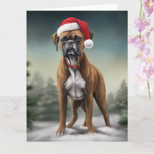 Boxer Dog in Schneeschweihnacht Karte