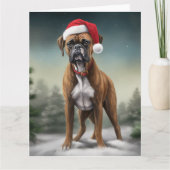 Boxer Dog in Schneeschweihnacht Karte (Vorderseite)