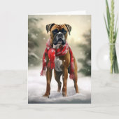 Boxer Dog in Schneeschweihnacht Karte (Vorderseite)