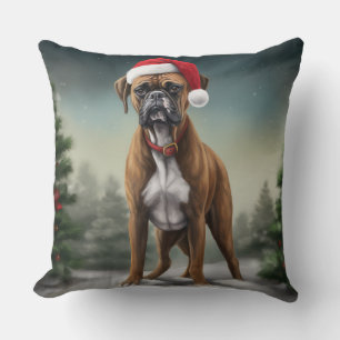 Boxer Dog in Schneeschweihnacht Kissen