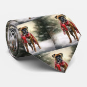 Boxer Dog in Schneeschweihnacht Krawatte (Gerollt)