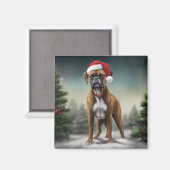 Boxer Dog in Schneeschweihnacht Magnet (Vorderseite/Rückseite)