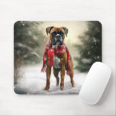 Boxer Dog in Schneeschweihnacht Mousepad (Mit Mouse)