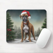 Boxer Dog in Schneeschweihnacht Mousepad (Mit Mouse)