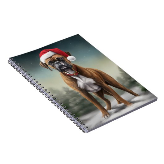 Boxer Dog in Schneeschweihnacht Notizblock (Rechte Seite)
