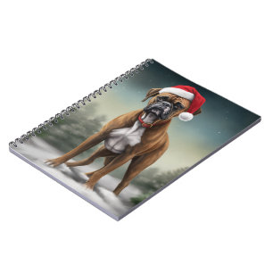 Boxer Dog in Schneeschweihnacht Notizblock