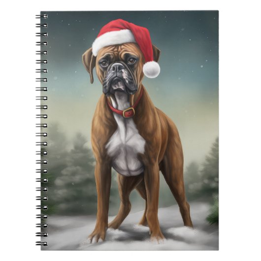 Boxer Dog in Schneeschweihnacht Notizblock (Vorderseite)