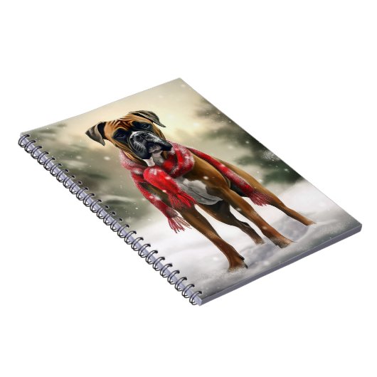 Boxer Dog in Schneeschweihnacht Notizblock (Rechte Seite)