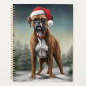 Boxer Dog in Schneeschweihnacht Planer (Vorderseite)