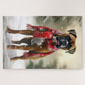 Boxer Dog in Schneeschweihnacht Puzzle (Horizontal)