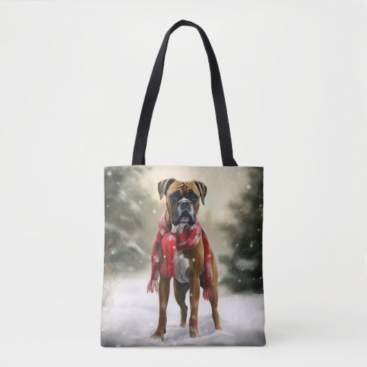 Boxer Dog in Schneeschweihnacht Tasche (Vorderseite)
