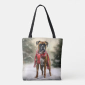 Boxer Dog in Schneeschweihnacht Tasche (Rückseite)