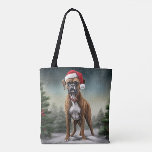 Boxer Dog in Schneeschweihnacht Tasche (Rückseite)