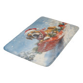 Boxer Dog in Sledge Lass es Schnee Weihnachten Badematte (Schrägansicht)