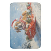 Boxer Dog in Sledge Lass es Schnee Weihnachten Badematte (Vorderseite Vertikal)