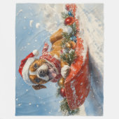 Boxer Dog in Sledge Lass es Schnee Weihnachten Fleecedecke (Vorderseite)