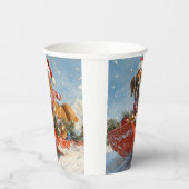 Boxer Dog in Sledge Lass es Schnee Weihnachten Pappbecher (Rechts)