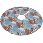 Boxer Dog in Sledge Lass es Schnee Weihnachten Polyester Weihnachtsbaumdecke (Schrägansicht)