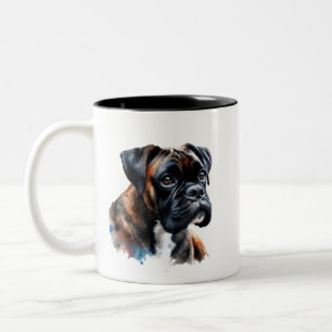 Boxer Dog in Wasserfarbe Zweifarbige Tasse