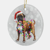 Boxer Dog in Weihnachtsbeleuchtung umwickelt Keramik Ornament (Links)