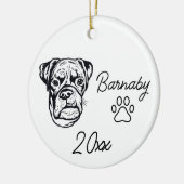 Boxer Dog Individuelle Name & Year Line Art Keramik Ornament (Links)