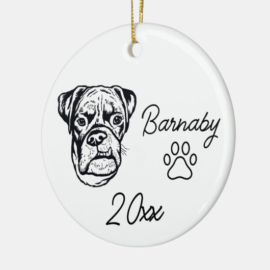 Boxer Dog Individuelle Name & Year Line Art Keramik Ornament (Links)