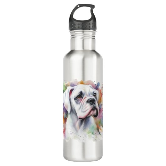 🐾 Boxer Dog Joy 🐾 nk-Spatter Whimsical Boxer Dru Edelstahlflasche (Vorderseite)