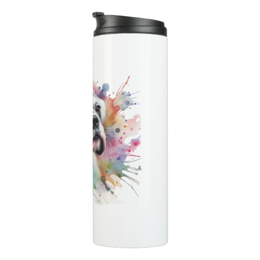 🐾 Boxer Dog Joy 🐾 nk-Spatter Whimsical Boxer Dru Thermosbecher (Nach rechts gedreht)