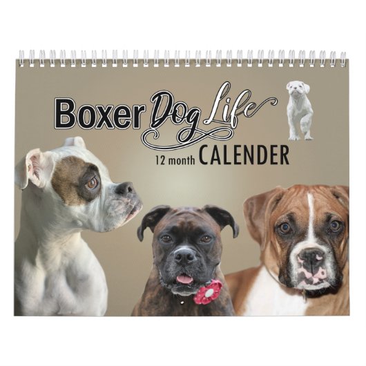 Boxer Dog Kalender, 12 Monate eines Boxer Hunde-Le Kalender (Titelbild)