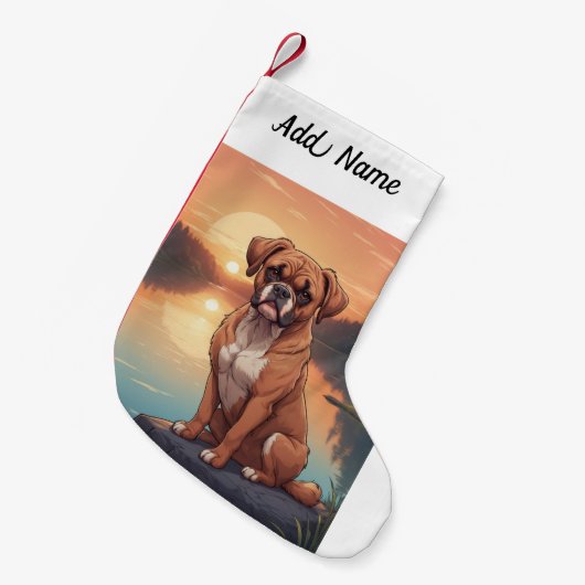 Boxer Dog Kleiner Weihnachtsstrumpf (Vorderansicht (hängend))
