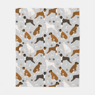 Boxer Dog Knochen und Paws Fleecedecke