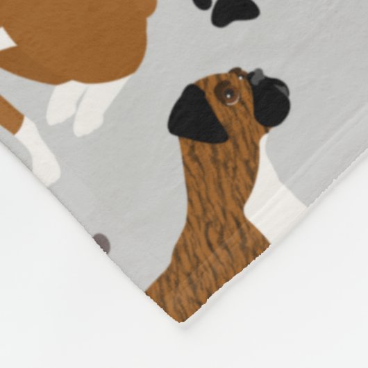 Boxer Dog Knochen und Paws Fleecedecke (Ecke)