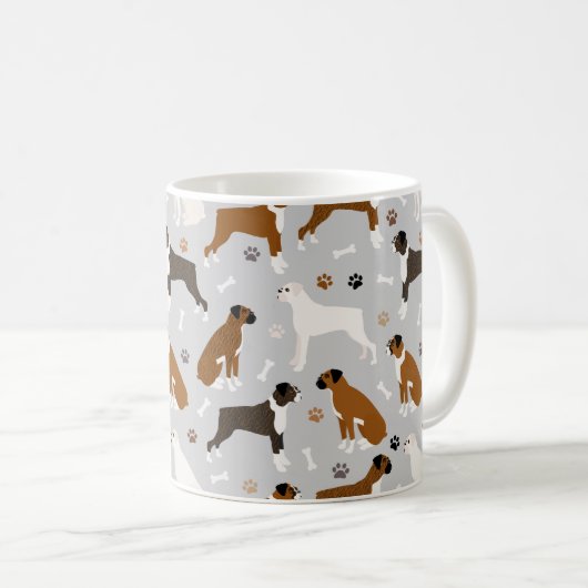 Boxer Dog Knochen und Paws Kaffeetasse (VorderseiteRechts)