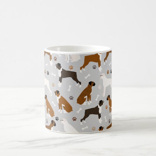 Boxer Dog Knochen und Paws Kaffeetasse (Mittel)