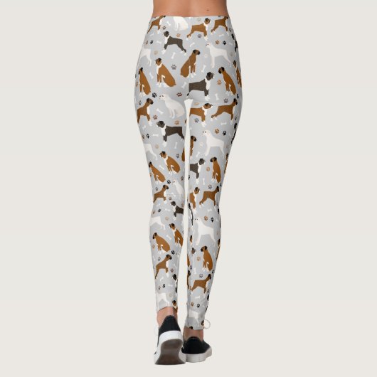 Boxer Dog Knochen und Paws Leggings (Rückseite)