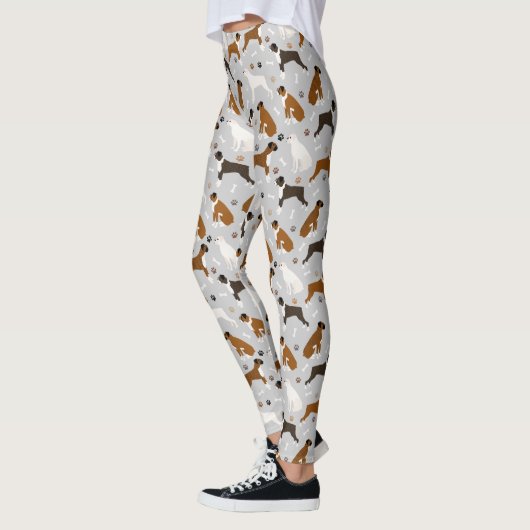 Boxer Dog Knochen und Paws Leggings (Links)
